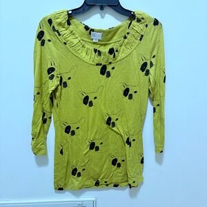 Postmark Anthropologie French Bulldog Top Womens Yellow Medium Dog Tee